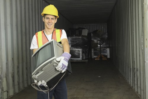 Variety of builders waste materials sorted for recycling